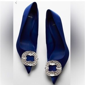 Blue embellished heels